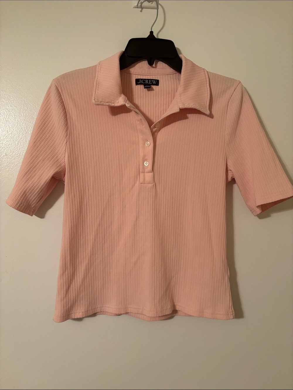 J. Crew Peach Ribbed Short-Sleeve Polo Shirt